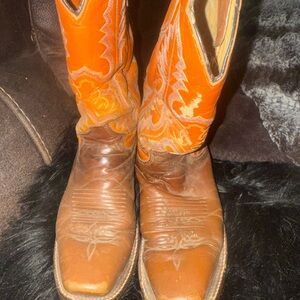 Justin Boots Orange and Brown Heeled Boots